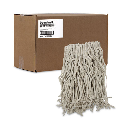 Image of Boardwalk® Mop Head, Cotton, Cut-End, White, 4-Ply, #16 Band, 12/carton
