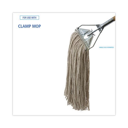 Image of Boardwalk® Mop Head, Cotton, Cut-End, White, 4-Ply, 32oz, 12/carton