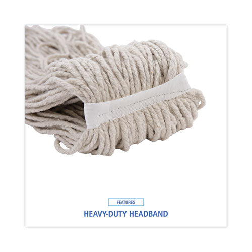 Image of Boardwalk® Mop Head, Cotton, Cut-End, White, 4-Ply, 32oz, 12/carton