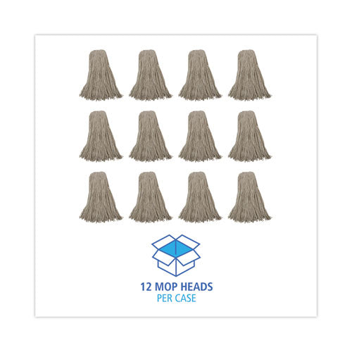 Image of Boardwalk® Mop Head, Cotton, Cut-End, White, 4-Ply, 32oz, 12/carton