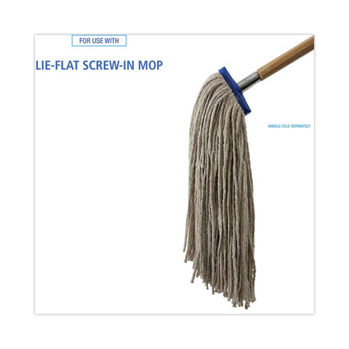 Image of Boardwalk® Mop Head, Lie-Flat Head, Cotton Fiber, 24 oz., White, 12/Carton