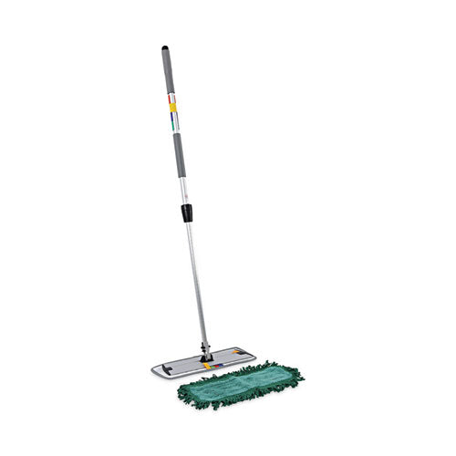 Image of Boardwalk® Microfiber Cleaning Kit, 18" Wide Blue/green Microfiber Head, 35" To 60" Gray Aluminum Handle