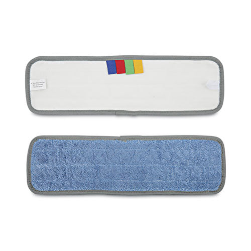 Image of Boardwalk® Microfiber Wet Mop Head, Blue, 18 x 5, Split Microfiber, Hook and Loop Back, Dozen