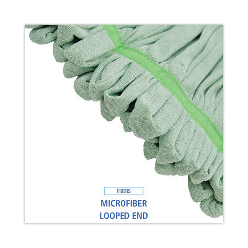 Image of Boardwalk® Microfiber Looped-End Wet Mop Head, Large, Green, 12/carton
