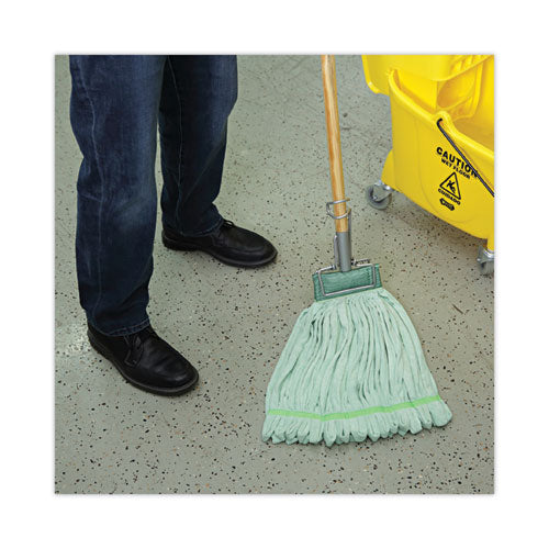 Image of Boardwalk® Microfiber Looped-End Wet Mop Head, Large, Green, 12/carton