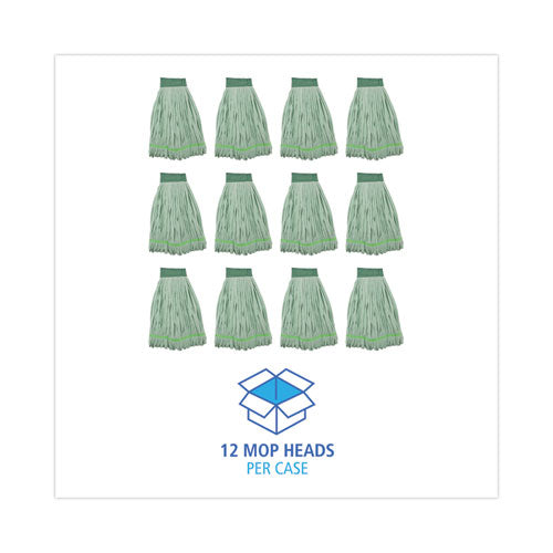 Image of Boardwalk® Microfiber Looped-End Wet Mop Head, Large, Green, 12/carton