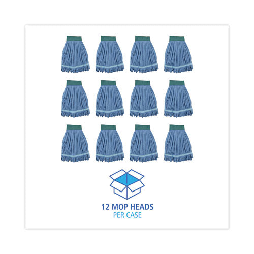 Image of Boardwalk® Microfiber Looped-End Wet Mop Heads, Medium, Blue, 12/carton, 12/carton