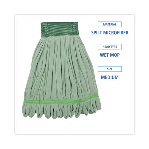 Image of Boardwalk® Microfiber Looped-End Wet Mop Heads, Medium, Green, 12/carton