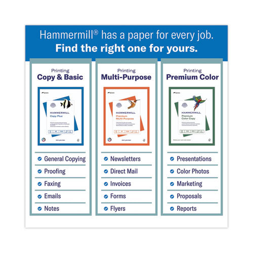 Image of Hammermill® Copy Plus Print Paper, 92 Bright, 20 lb Bond Weight, 8.5 x 11, White, 500 Sheets/Ream, 5 Reams/Carton