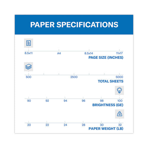 Image of Hammermill® Premium Color Copy Print Paper, 100 Bright, 32 lb Bond Weight, 8.5 x 11, Photo White, 500/Ream
