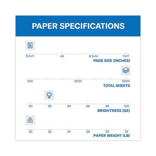Image of Hammermill® Copy Plus Print Paper, 92 Bright, 20 lb Bond Weight, 8.5 x 11, White, 500 Sheets/Ream, 10 Reams/Carton