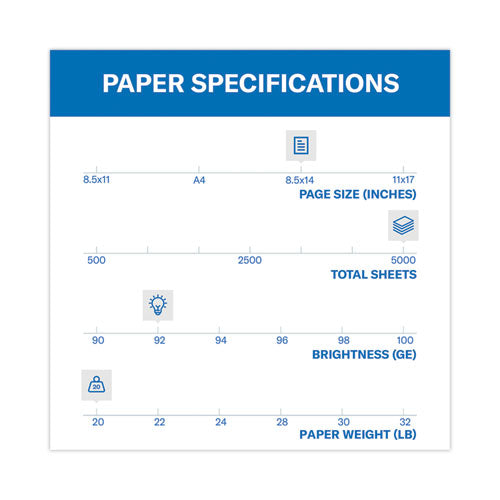 Image of Hammermill® Copy Plus Print Paper, 92 Bright, 20 lb Bond Weight, 8.5 x 14, White, 500 Sheets/Ream, 10 Reams/Carton