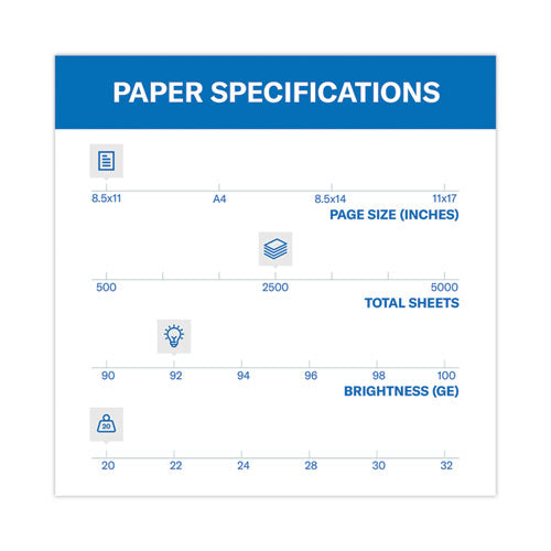 Image of Hammermill® Copy Plus Print Paper, 92 Bright, 20 lb Bond Weight, 8.5 x 11, White, 500 Sheets/Ream, 5 Reams/Carton