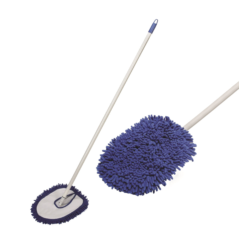Image of Microfiber Dust Mop w/Handle, Blue, 13" x 10"