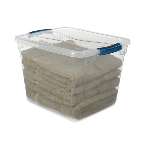 Image of Rubbermaid® Clever Store Basic Latch-Lid Container, 30 qt, 13.37" x 18.75" x 10.5", Clear