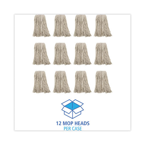 Image of Boardwalk® Premium Cut-End Wet Mop Heads, Cotton, 16oz, White, 12/carton