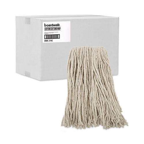 Image of Boardwalk® Premium Cut-End Wet Mop Heads, Cotton, 16oz, White, 12/carton