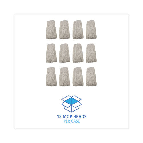 Image of Boardwalk® Premium Cut-End Wet Mop Heads, Rayon, 24oz, White, 12/carton