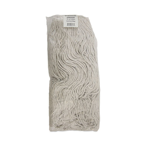 Image of Boardwalk® Mop Head, Premium Standard Head, Cotton Fiber, 32oz, White, 12/carton