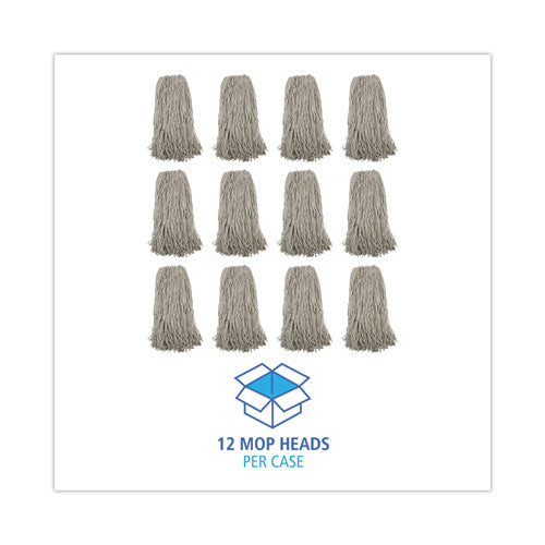 Image of Boardwalk® Mop Head, Premium Standard Head, Cotton Fiber, 32oz, White, 12/carton