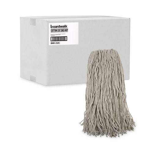 Image of Boardwalk® Mop Head, Premium Standard Head, Cotton Fiber, 32oz, White, 12/carton
