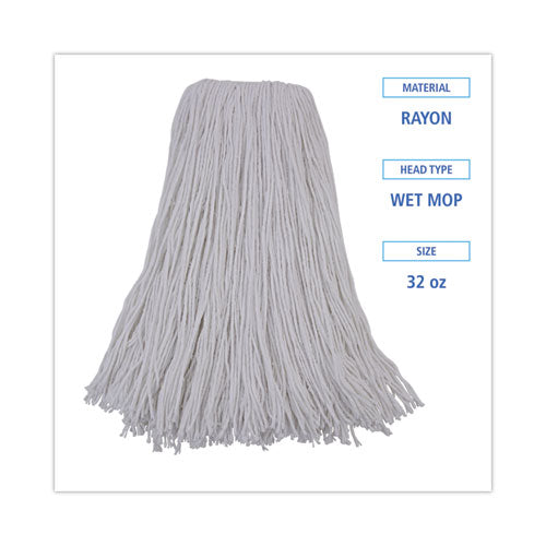 Image of Boardwalk® Mop Head, Premium Standard Head, Rayon Fiber, 32oz, White, 12/carton