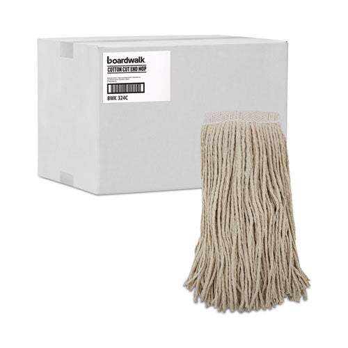 Image of Boardwalk® Mop Head, Premium Saddleback Head, Cotton Fiber, 24 oz, White, 12/Carton