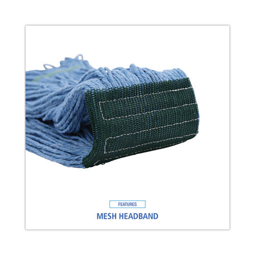 Image of Boardwalk® Mop Head, Premium Standard Head, Cotton/rayon Fiber, Medium, Blue, 12/carton