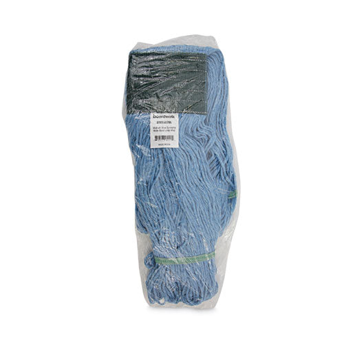 Image of Boardwalk® Mop Head, Premium Standard Head, Cotton/rayon Fiber, Medium, Blue, 12/carton