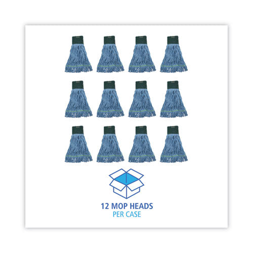 Image of Boardwalk® Mop Head, Premium Standard Head, Cotton/rayon Fiber, Medium, Blue, 12/carton