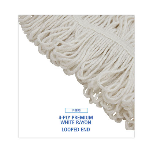 Image of Boardwalk® Pro Loop Web/tailband Wet Mop Head, Rayon, 24oz, White, 12/carton