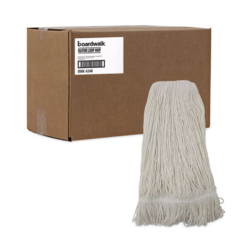Image of Boardwalk® Pro Loop Web/tailband Wet Mop Head, Rayon, 24oz, White, 12/carton