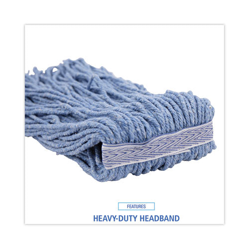 Image of Boardwalk® Mop Head, Standard Head, Cotton/synthetic Fiber, Cut-End, #16., Blue