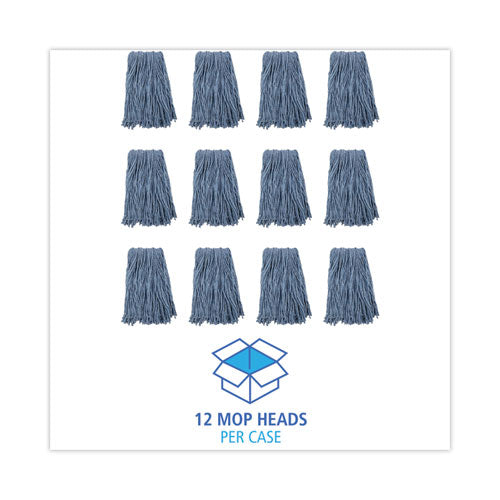 Image of Boardwalk® Mop Head, Standard Head, Cotton/synthetic Fiber, Cut-End, #16., Blue