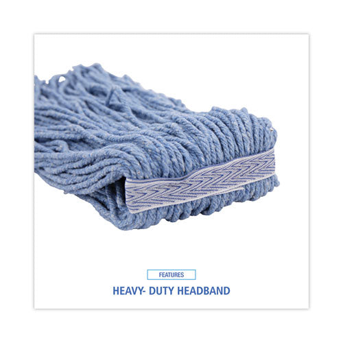 Image of Boardwalk® Mop Head, Standard Head, Cotton/synthetic Fiber, Cut-End, #20, Blue, 12/carton