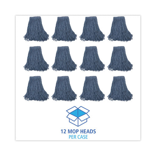 Image of Boardwalk® Mop Head, Standard Head, Cotton/synthetic Fiber, Cut-End, #20, Blue, 12/carton