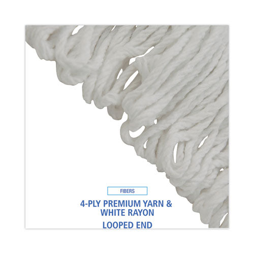 Image of Boardwalk® Pro Loop Web/tailband Wet Mop Head, Rayon, #24 Size, White, 12/carton