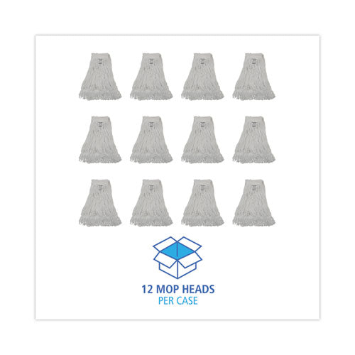 Image of Boardwalk® Pro Loop Web/tailband Wet Mop Head, Rayon, #24 Size, White, 12/carton