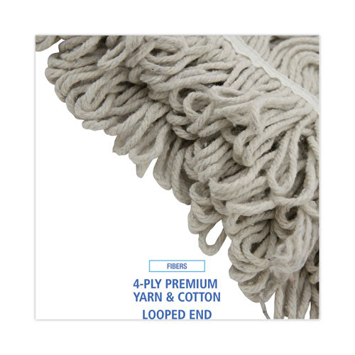 Image of Boardwalk® Mop Head, Loop Web/tailband, Value Standard, Cotton, No. 32, White, 12/carton