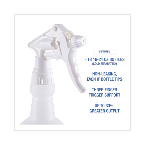 Image of Boardwalk® General Purpose Trigger Sprayer, 8" Tube, Fits 16 oz to 24 oz Bottles, White, 24/Carton