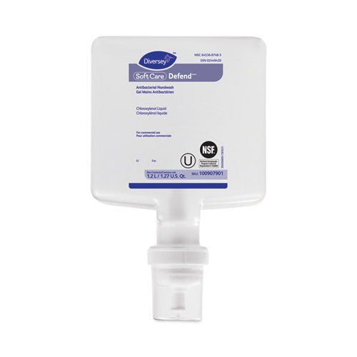 Image of Diversey Soft Care Defend Handwash Refill for IntelliCare Dispensers, Fragrance-Free, 1.2 L, 6/Carton