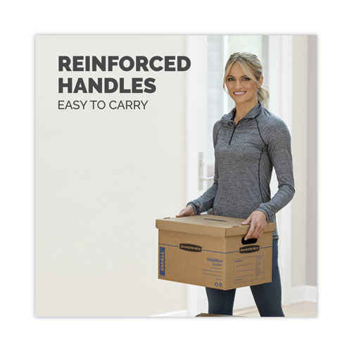 Image of Bankers Box® SmoothMove Classic Moving/Storage Box Kit, Half Slotted Container (HSC), Assorted Sizes: (8) Small, (4) Med, Brown/Blue,12/CT