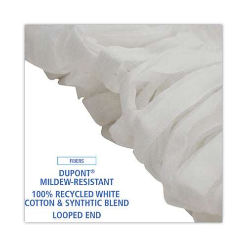 Image of Boardwalk® Mop Head, Looped, Enviro Clean With Tailband, Medium, White, 12/carton