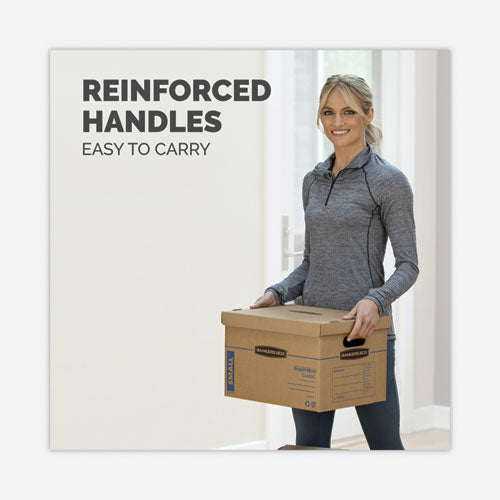 Image of Bankers Box® SmoothMove Classic Moving/Storage Boxes, Half Slotted Container (HSC), Small, 12" x 15" x 10", Brown/Blue, 10/Carton