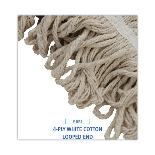 Image of Boardwalk® Mop Head, Pro Loop Web/tailband, Premium Standard Head, Cotton, 32-Oz., White