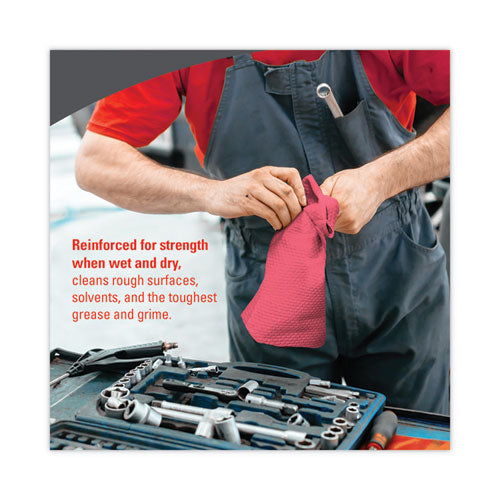 Image of WypAll® Power Clean X80 Heavy Duty Cloths, 12.5 x 12, Red, 50/Box, 4 Boxes/Carton