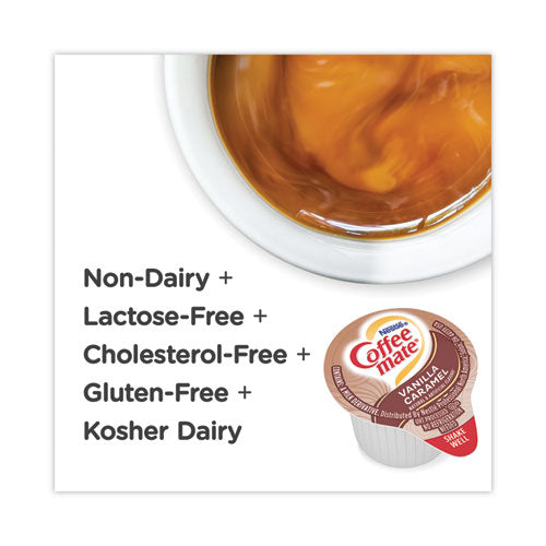 Image of Coffee mate® Liquid Coffee Creamer, Vanilla Caramel, 0.38 oz Mini Cups, 50/Box, 4 Boxes/Carton