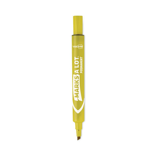 Image of Avery® Marks A Lot Large Desk-Style Permanent Marker, Broad Chisel Tip, Yellow, Dozen (8882)