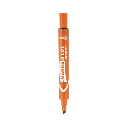 Image of Avery® Marks A Lot Large Desk-Style Permanent Marker, Broad Chisel Tip, Orange, Dozen (8883)