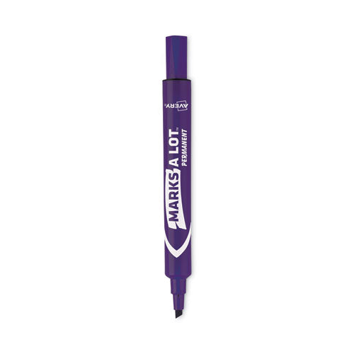 Image of Avery® Marks A Lot Large Desk-Style Permanent Marker, Broad Chisel Tip, Purple, Dozen (8884)